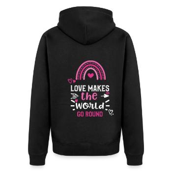 L’amour fait tourner le monde - Veste à capuche bio Premium Unisexe - noir - Dos - Nico (187cm)