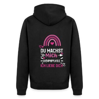 DU Machst Mich Komplett Ich Lieb... - Unisex Premium Bio Zip Hoodie - Schwarz - Hinten - Nico (187cm)