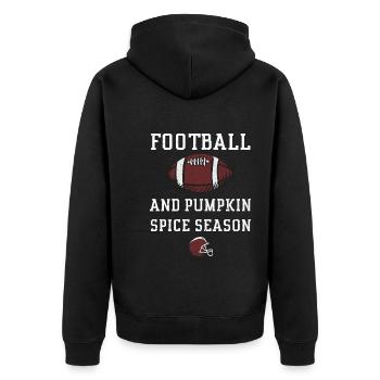 Football And Pumpkin Spice Season - Unisex Premium Bio Zip Hoodie - Schwarz - Hinten - Nico (187cm)
