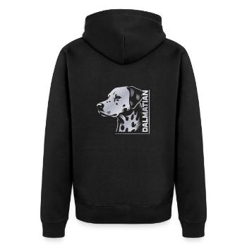 Dalmatian Portrait Zeichnung Kopf silber - Unisex Premium Bio Zip Hoodie - Schwarz - Hinten - Nico (187cm)