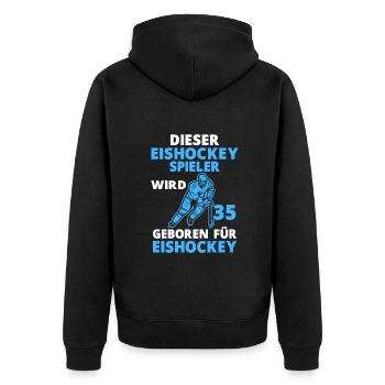 Eishockey 35 Jahre Eishockeyspieler 35 Geburtstag - Unisex Premium Bio Zip Hoodie - Schwarz - Hinten - Nico (187cm)