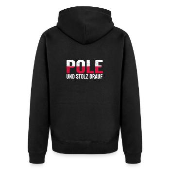 Pole Polnisch Polen - Unisex Premium Bio Zip Hoodie - Schwarz - Hinten - Nico (187cm)