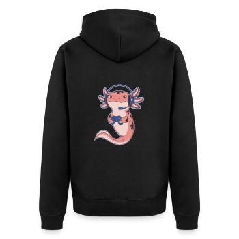 Axolotl Gamer Design – Conception d’amateurs de jeux vidéo - Veste à capuche bio Premium Unisexe - noir - Dos - Nico (187cm)