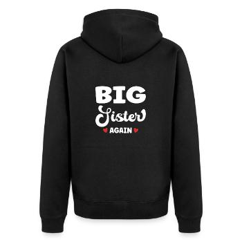 Big Sister Again – Dire grossesse - Veste à capuche bio Premium Unisexe - noir - Dos - Nico (187cm)