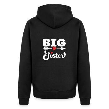 Big Sister - große Schwester - Unisex Premium Organic Zip Hoodie - black - Back - Nico (187cm)