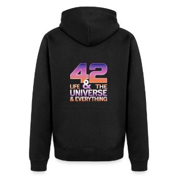 Life Universe Everything 42 réponses - Veste à capuche bio Premium Unisexe - noir - Dos - Nico (187cm)