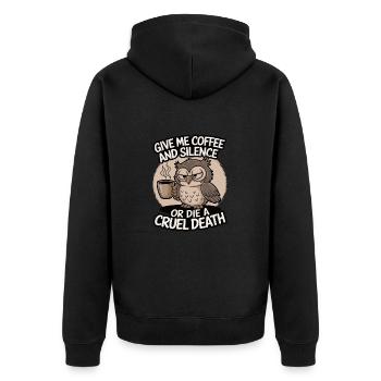 Coffee Owl - donne-moi du café et silence ou meurs - Veste à capuche bio Premium Unisexe - noir - Dos - Nico (187cm)