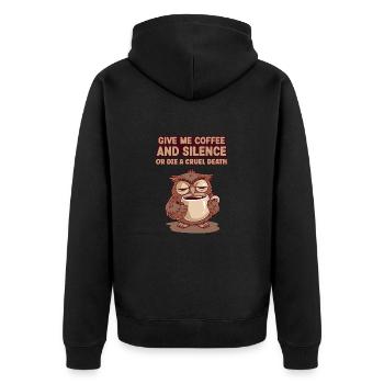 Coffee Owl - donne-moi du café et silence ou meurs - Veste à capuche bio Premium Unisexe - noir - Dos - Nico (187cm)