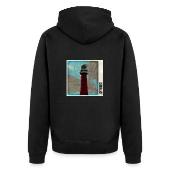 Leuchtturm22 - Unisex Premium Bio Zip Hoodie - Schwarz - Hinten - Nico (187cm)