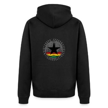 roots reggae star - Unisex Premium Bio Zip Hoodie - Schwarz - Hinten - Nico (187cm)