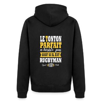 Rugby tonton joueur de rugby sport rugby - Veste à capuche bio Premium Unisexe - noir - Dos - Nico (187cm)
