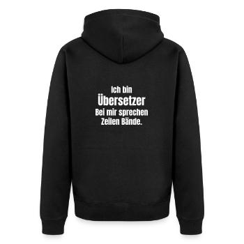 Übersetzer - Unisex Premium Bio Zip Hoodie - Schwarz - Hinten - Nico (187cm)