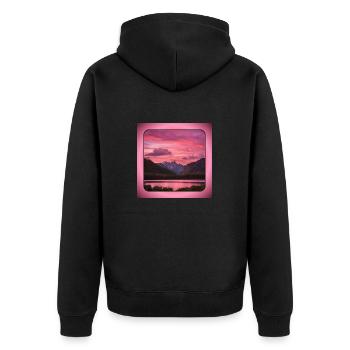 Mountains - Unisex Premium Organic Zip Hoodie - black - Back - Nico (187cm)