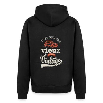 cadeau anniversaire pas vieux vintage deudeuche - Veste à capuche bio Premium Unisexe - noir - Dos - Nico (187cm)