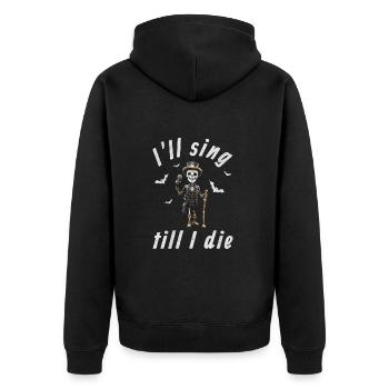 I’ll sing till I die - Halloween steampunk Skelett - Unisex Premium Bio Zip Hoodie - Schwarz - Hinten - Nico (187cm)