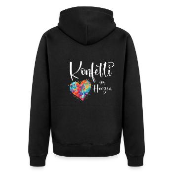 Köln Karneval Alaaf Jeck Party Konfetti Herz - Unisex Premium Bio Zip Hoodie - Schwarz - Hinten - Nico (187cm)