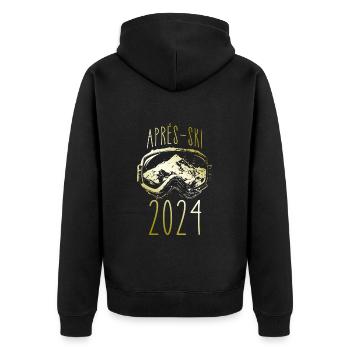 Apres Ski 2024 Berge - Unisex Premium Bio Zip Hoodie - Schwarz - Hinten - Nico (187cm)