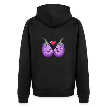 Aubergine Couple Amour Coeur Bande Dessinée - Veste à capuche bio Premium Unisexe - noir - Dos - Nico (187cm)