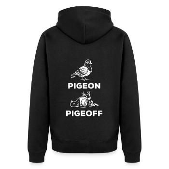 Pigeon Pigeoff - Pigeon - On/Off - Jeu de mots - Veste à capuche bio Premium Unisexe - noir - Dos - Nico (187cm)