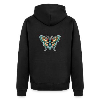 Papillon de nuit Néo Traditionnel - Veste à capuche bio Premium Unisexe - noir - Dos - Nico (187cm)