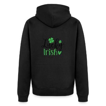 Design Lucky Irish - Veste à capuche bio Premium Unisexe - noir - Dos - Nico (187cm)