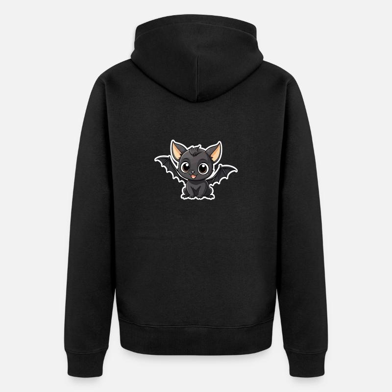 Fledermaus Niedlich Illustration - Unisex Premium Bio Zip Hoodie - Schwarz