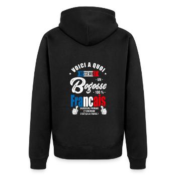 Bogosse Français vive la france - Veste à capuche bio Premium Unisexe - noir - Dos - Nico (187cm)