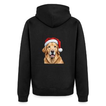 Christmas golden retriever - Unisex Premium Organic Zip Hoodie - black - Back - Nico (187cm)