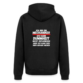 Ich bin ein Mechaniker - Unisex Premium Bio Zip Hoodie - Schwarz - Hinten - Nico (187cm)