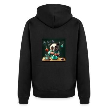 Panda Researcher - Unisex Premium Organic Zip Hoodie - black - Back - Nico (187cm)