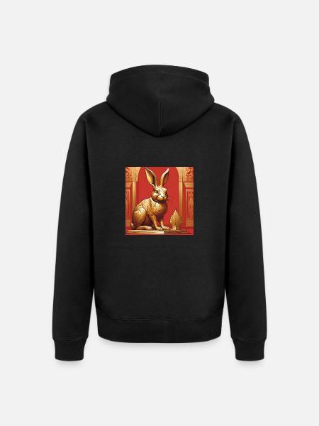 Golden Rabbit - Unisex Premium Organic Zip Hoodie - black