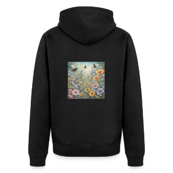 Magical garden with bees - Unisex Premium Organic Zip Hoodie - black - Back - Nico (187cm)