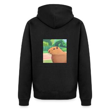 A brown capybara - Unisex Premium Organic Zip Hoodie - black - Back - Nico (187cm)