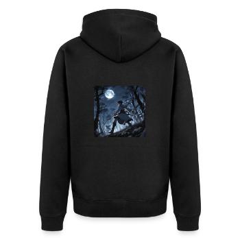 Swordsman in the moonlight - Unisex Premium Organic Zip Hoodie - black - Back - Nico (187cm)