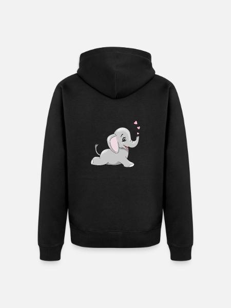Lying happy baby elephant - Unisex Premium Organic Zip Hoodie - black