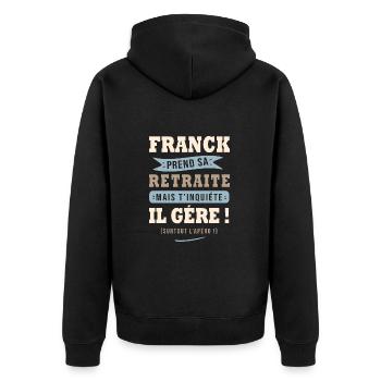 Franck humour retraite cadeau retraité - Veste à capuche bio Premium Unisexe - noir - Dos - Nico (187cm)
