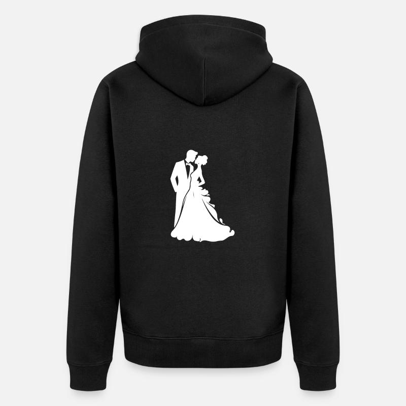 Mariée, Marié, Jeunes mariés, Mariage - Veste à capuche bio Premium Unisexe - noir