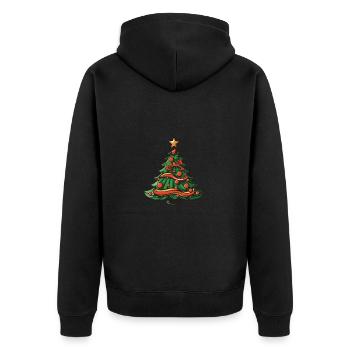 Tannenbaum Weihnachten - Unisex Premium Bio Zip Hoodie - Schwarz - Hinten - Nico (187cm)