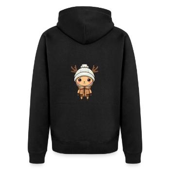 Bande dessinée d’hiver cerf - Veste à capuche bio Premium Unisexe - noir - Dos - Nico (187cm)