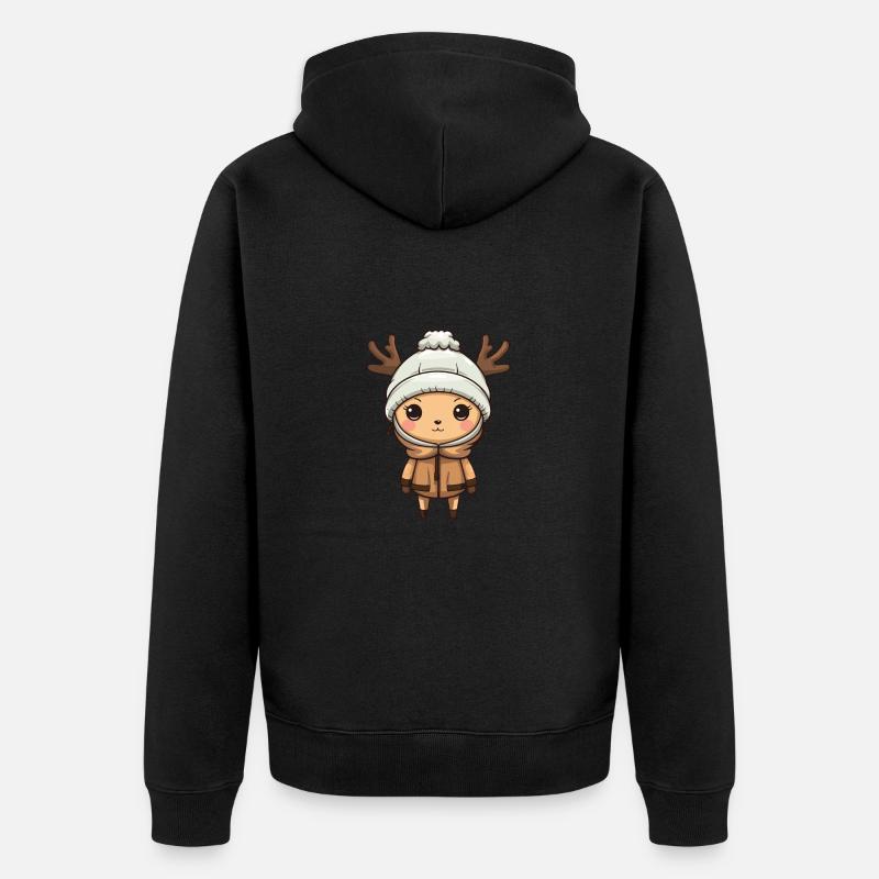 Bande dessinée d’hiver cerf - Veste à capuche bio Premium Unisexe - noir