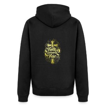 Faith About Fear Bible Verse Bible Verse Jesus - Unisex Premium Organic Zip Hoodie - black - Back - Nico (187cm)