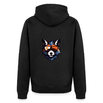 Fox Head Portrait Cool - Unisex Premium Organic Zip Hoodie - black - Back - Nico (187cm)