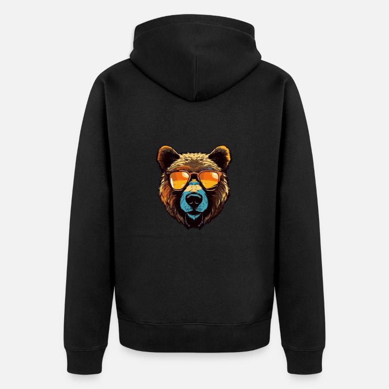 Portrait Tête D’ours Cool - Veste à capuche bio Premium Unisexe - noir