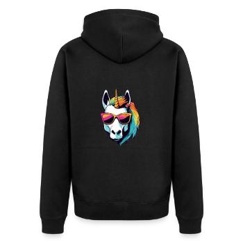 Unicorn Head Portrait - Unisex Premium Organic Zip Hoodie - black - Back - Nico (187cm)