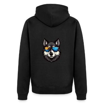 Husky Chien Tête Portrait Cool - Veste à capuche bio Premium Unisexe - noir - Dos - Nico (187cm)