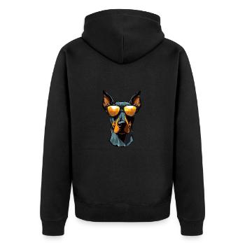 Doberman Dog Head Portrait Cool - Unisex Premium Organic Zip Hoodie - black - Back - Nico (187cm)