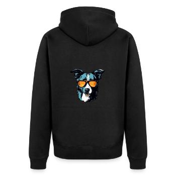 Border Collie Chien Tête Portrait Cool - Veste à capuche bio Premium Unisexe - noir - Dos - Nico (187cm)