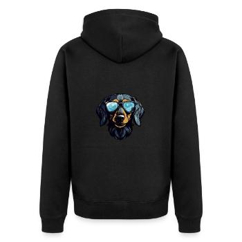 Dachshund Hund Kopf Porträt Dackel - Unisex Premium Bio Zip Hoodie - Schwarz - Hinten - Nico (187cm)
