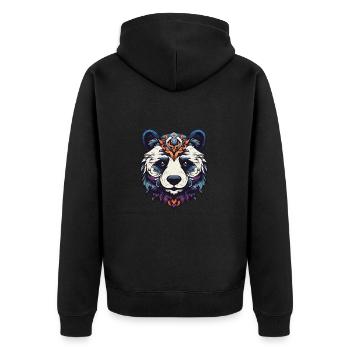 Panda Portrait - Unisex Premium Organic Zip Hoodie - black - Back - Nico (187cm)