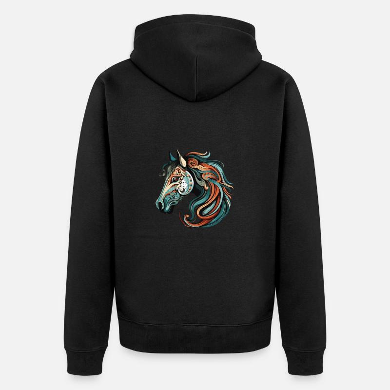 Portrait de cheval - Veste à capuche bio Premium Unisexe - noir